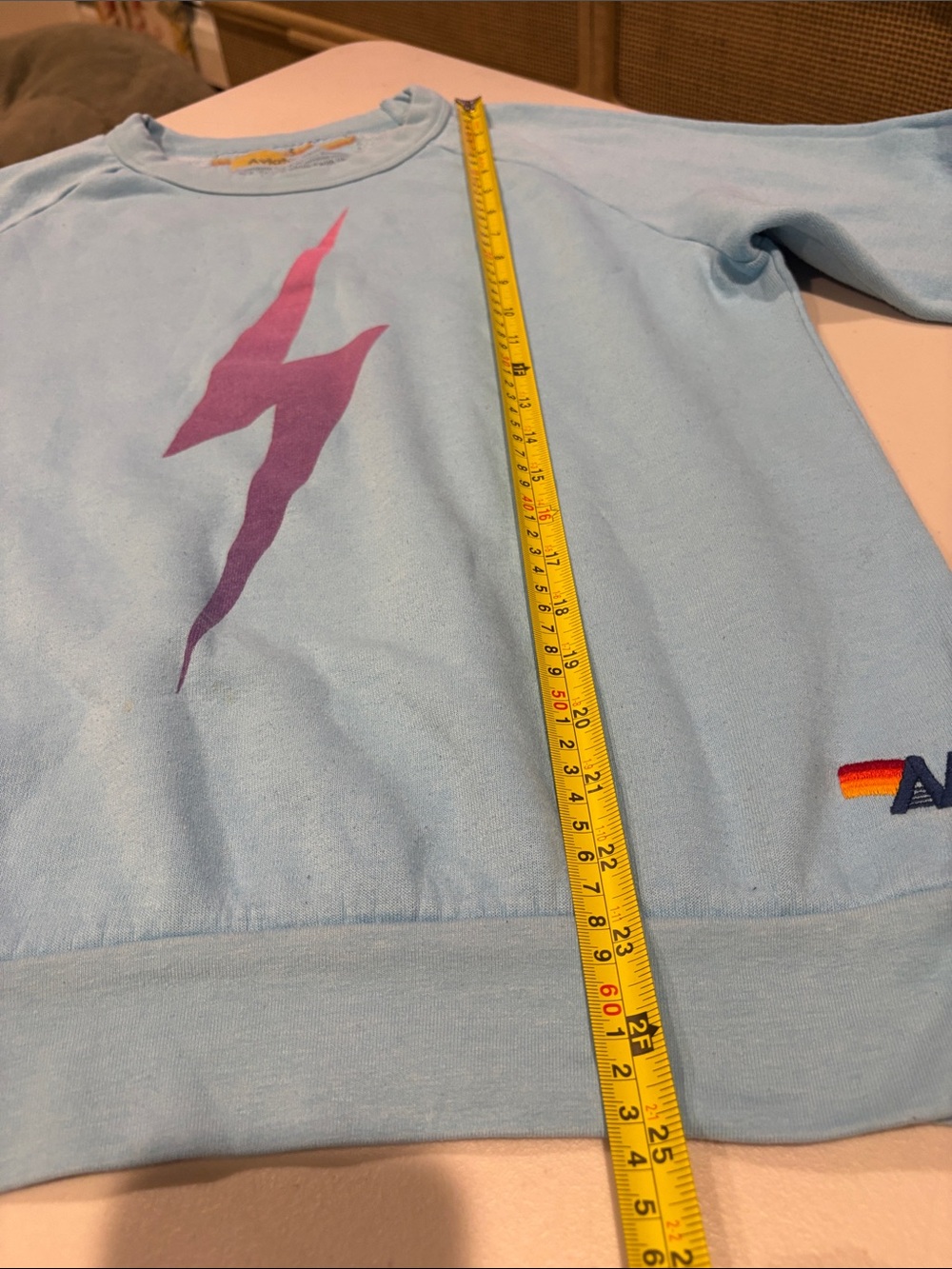Aviator Nation - Women's Lightning Bolt Fade Crewneck sweatshirt. Small. Blue - Picture 13 of 16